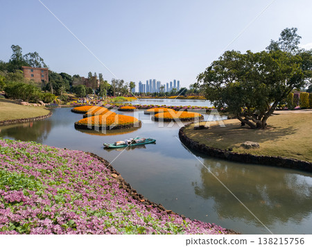 Idyllic River with Floating Garden in Nanning 138215756