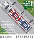Car carrier truck. View from above. Vector illustration. 138216214