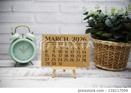 March 2026 monthly calendar on chalkboard for planning and management March 2026 monthly calendar on chalkboard for planning and management 138217099