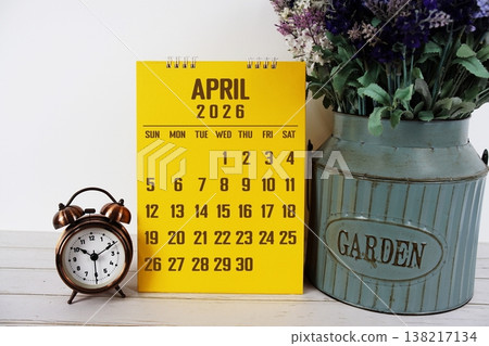 April 2026 monthly calendar on chalkboard for planning and management 138217134