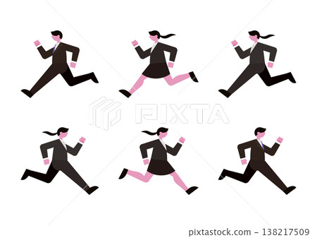 一組向量插圖,描繪了奔跑的商務男士、女商人以及求職者。 一組向量插圖,描繪了奔跑的商務男士、女商人以及求職者。 138217509