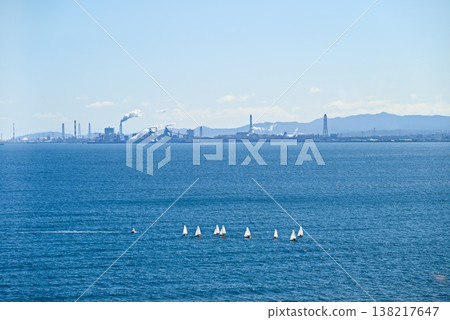 [Beppu City, Oita Prefecture] View from Beppu Tower: Beppu Bay and the Oita Coastal Industrial Zone 138217647
