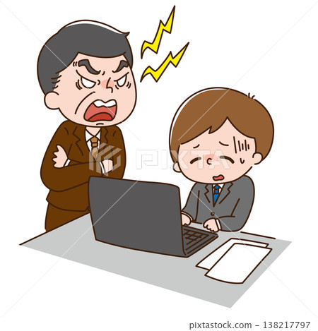 A subordinate being yelled at by their boss A subordinate being yelled at by their boss 138217797