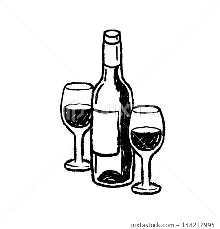 Wine bottle glasses set, hand drawn alcohol drink sketch, ink doodle beverage bottle clip art. Wine bottle winery tasting decor, grape drink restaurant menu print, minimal party wine glasses. Wine bottle glasses set, hand drawn alcohol drink sketch, ink doodle beverage bottle clip art. Wine bottle winery tasting decor, grape drink restaurant menu print, minimal party wine glasses. 138217995