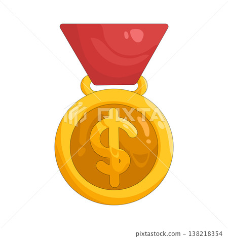 Illustration of Gold medal with dollar sign Illustration of Gold medal with dollar sign 138218354
