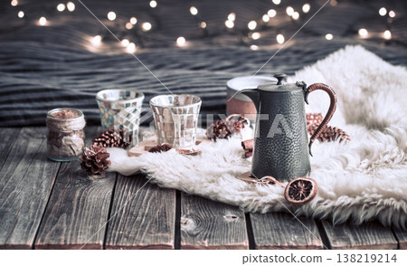 Still life home decorations in the interior of the room 138219214
