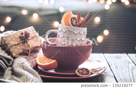 still life with home Christmas decor 138219277