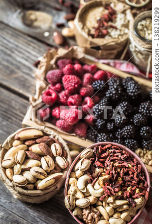 still life with raspberries and nuts still life with raspberries and nuts 138219299