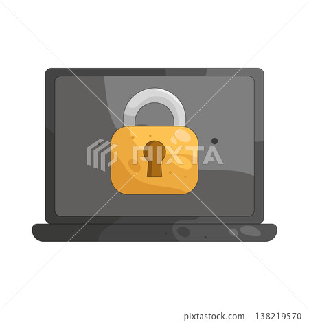 Illustration of locked laptop Illustration of locked laptop 138219570