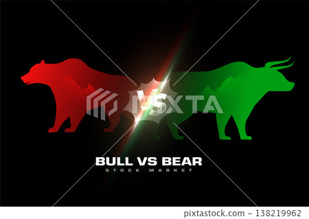 bull profit vs bear loss stock trade dark background bull profit vs bear loss stock trade dark background 138219962