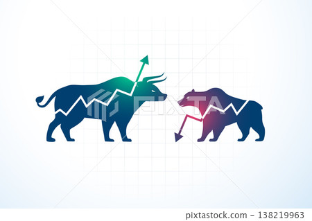 bull vs bear stock market trade chart background bull vs bear stock market trade chart background 138219963