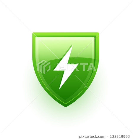 isolated thunderbolt flash with glossy security badge symbol isolated thunderbolt flash with glossy security badge symbol 138219993