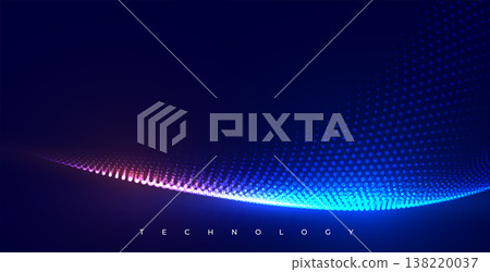 technical digital particle blue banner for data visualization 138220037