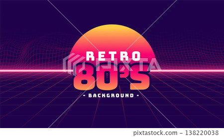 trendy and glowing 80s geometric background with neon effect 138220038