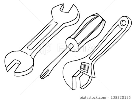 Line art illustration, simple illustration, various tools Line art illustration, simple illustration, various tools 138220155