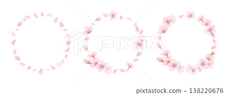 水彩櫻花花瓣邊框插畫集 水彩櫻花花瓣邊框插畫集 138220676
