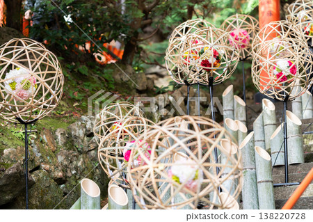 Bamboo lanterns and art installations at the grounds of Yōkoku-ji Temple (Yanagidani Kannon) in Nishiyama, Nagaokakyō City, Kyoto Prefecture. Bamboo lanterns and art installations at the grounds of Yōkoku-ji Temple (Yanagidani Kannon) in Nishiyama, Nagaokakyō City, Kyoto Prefecture. 138220728