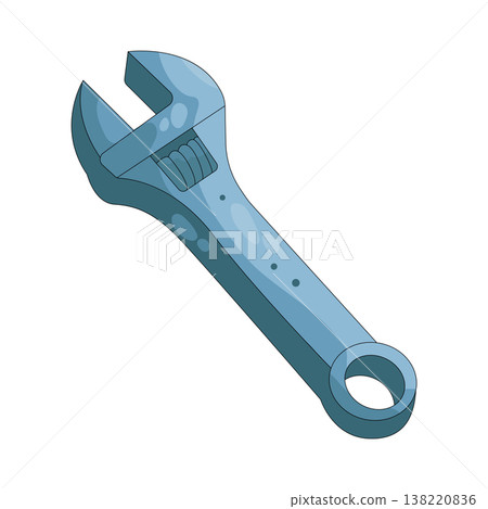 Illustration of adjustable wrench 138220836