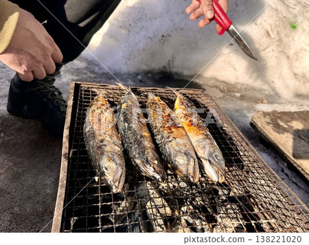 the process of roasting juicy and spiced fresh mackerel on a grill, mackerel on coals on a grill recipe the process of roasting juicy and spiced fresh mackerel on a grill, mackerel on coals on a grill recipe 138221020