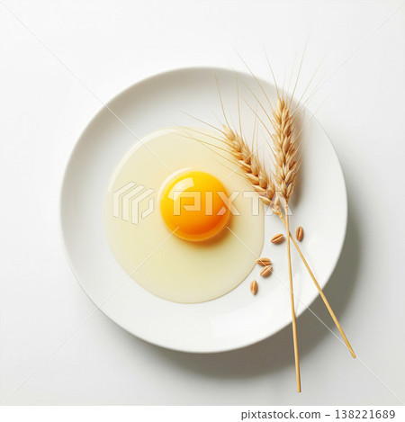 Artistic egg on white plate background concept  138221689