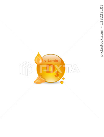 Vitamin D3 Supplement Capsules and Oil Drop Stock Illustration. Vitamin D3 Supplement Capsules and Oil Drop Stock Illustration. 138222103