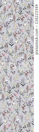 Collection of delicate vintage floral seamless patterns with soft muted pastel and neutral tones 138223384
