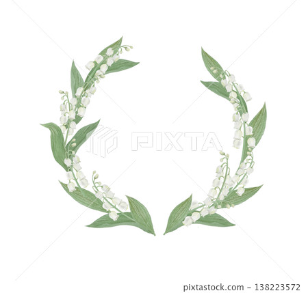 水彩鈴蘭花環畫框 水彩鈴蘭花環畫框 138223572