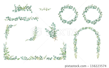 尤加利和滿天星水彩畫框套裝 138223574