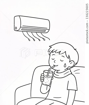Children cooling off with air conditioning (heatstroke prevention) Children cooling off with air conditioning (heatstroke prevention) 138223605