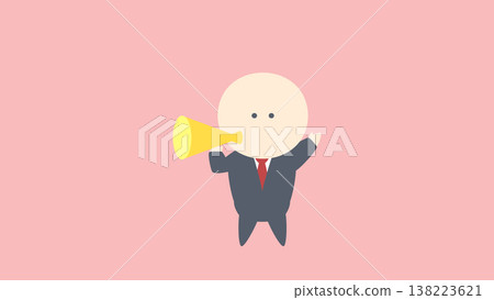 Business image illustration: Businessman holding a megaphone 138223621