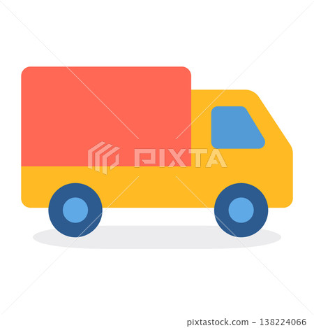 Flat design cargo vehicle illustration showing distribution service and package delivery concept for business 138224066