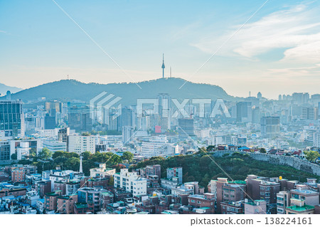 Seoul, South Kora - Oct. 25, 2025 : N Seoul Tower and City Skyline under Clear Blue Sky in Seoul, South Korea 138224161