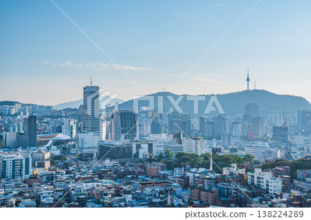 Seoul, South Kora - Oct. 25, 2025 : N Seoul Tower and City Skyline under Clear Blue Sky in Seoul, South Korea 138224289