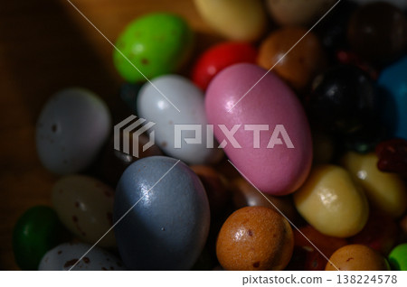 Colorful candy assortment bringing joy during a festive gathering in springtime 138224578