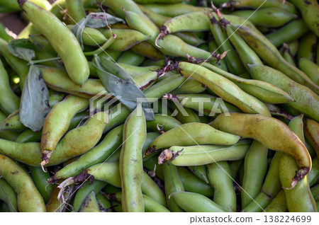 Fresh green beans harvested from a vibrant farm ready for market sale in sunny afternoon light Fresh green beans harvested from a vibrant farm ready for market sale in sunny afternoon light 138224699