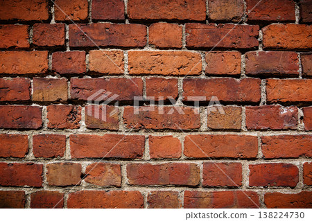 Textured red brick wall showcasing rustic details and weathered charm in urban settings 138224730