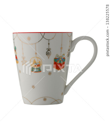 New Year Mug with Festive Pattern on White Background 138225578