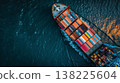 Business logistic transport cargo in ship at sea. 138225604