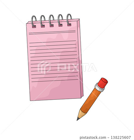 Illustration of notepad and pencil 138225607