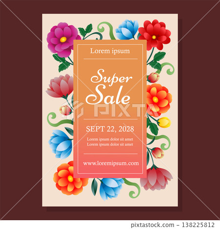 super sale layout decorate with flower promo poster super sale layout decorate with flower promo poster 138225812
