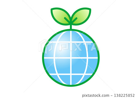 A simple line drawing vector illustration representing ecology and the environment: a sprout on Earth. A simple line drawing vector illustration representing ecology and the environment: a sprout on Earth. 138225852