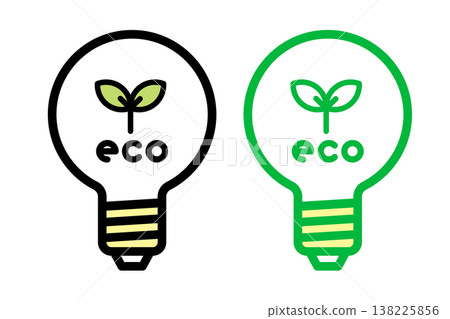 A leaf inside a light bulb: A simple line drawing illustration representing ecology and sustainability. A leaf inside a light bulb: A simple line drawing illustration representing ecology and sustainability. 138225856