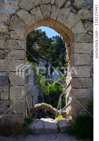 View Through the Arch of St. Hilarion Castle, Northern Cyprus View Through the Arch of St. Hilarion Castle, Northern Cyprus 138225941
