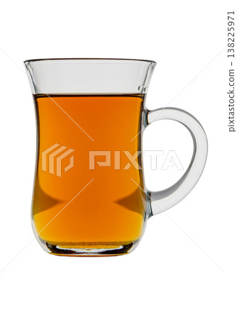 Clear Glass Mug with Tea on White Background Clear Glass Mug with Tea on White Background 138225971