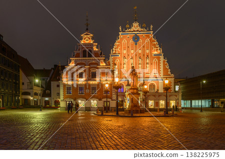 House of the Blackheads at Night in Old Riga, Latvia 138225975