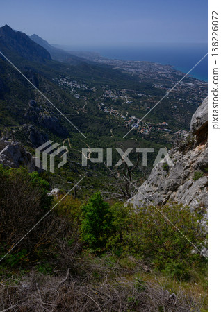 Panoramic View from Saint Hilarion Castle in Northern Cyprus Panoramic View from Saint Hilarion Castle in Northern Cyprus 138226072
