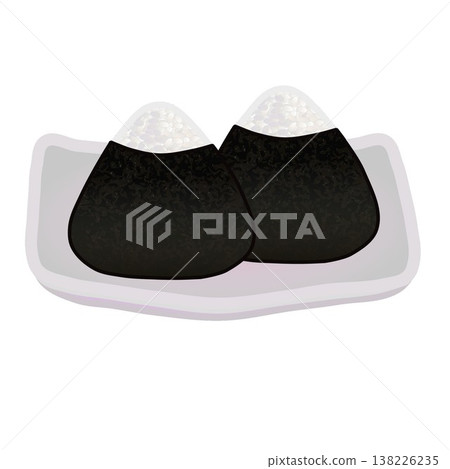 Illustration of rice balls on a plate 138226235