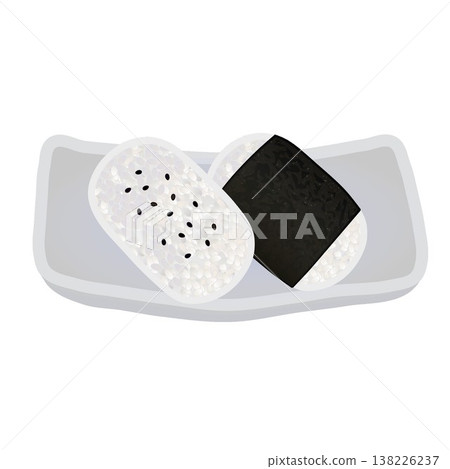 Illustration of rice balls on a plate Illustration of rice balls on a plate 138226237