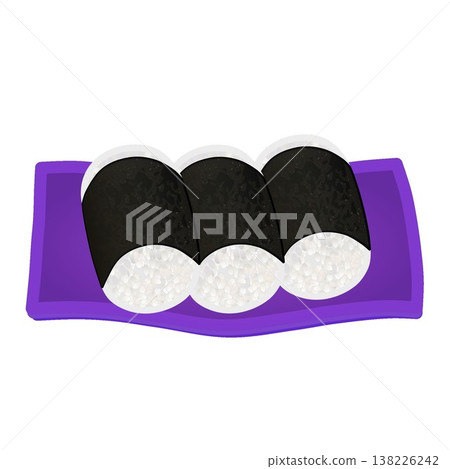 Illustration of rice balls on a plate Illustration of rice balls on a plate 138226242