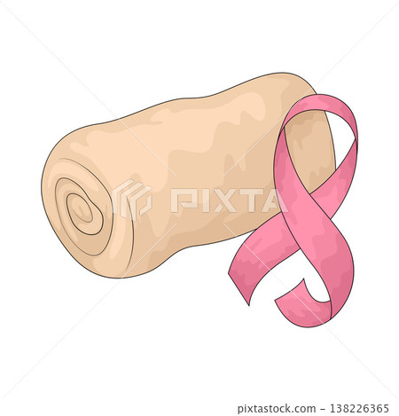 Illustration of Bandage with Pink Ribbon 138226365
